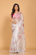 Morchari Kota Silver Zari Tissue Embroidery Saree - Sliver | Grocsy
