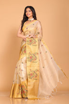 Morchari Kota Gold Zari Tissue Embroidery Saree - Gold | Grocsy
