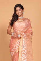 Morchari Kota Zari Stripe Embroidery Saree - Pink | Grocsy