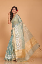Morchari Kota Zari Stripe Embroidery Saree - Sky Blue | Grocsy