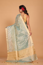 Morchari Kota Zari Stripe Embroidery Saree - Sky Blue | Grocsy