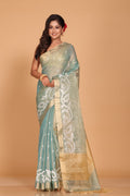 Morchari Kota Zari Stripe Embroidery Saree - Sky Blue | Grocsy