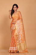 Morchari Kota Zari Stripe Embroidery Saree - Orange | Grocsy