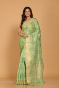Morchari Kota Tissue Zari Embroidery Saree - Green | Grocsy