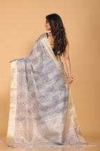 Morchari Kota Tissue Zari Embroidery Saree - Grey | Grocsy