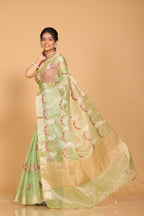 Morchari Kota Zari Embroidery Saree - Green | Grocsy