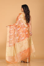 Morchari Kota Zari Embroidery Saree - Peach | Grocsy