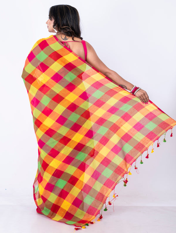 Morchari Bengal Handloom Cotton By Cotton Saree - Beige | Grocsy