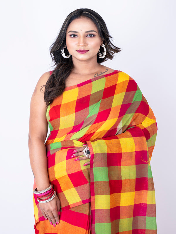 Morchari Bengal Handloom Cotton By Cotton Saree - Beige | Grocsy