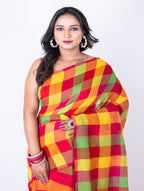 Morchari Bengal Handloom Cotton By Cotton Saree - Beige | Grocsy