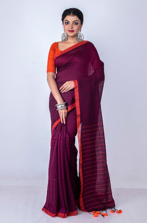Morchari Bengal Handloom Cotton By Cotton Saree - Multicolor | Grocsy