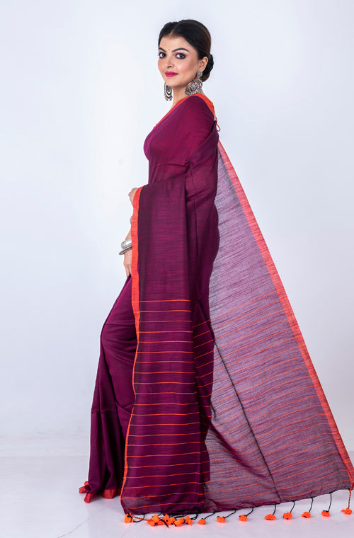 Morchari Bengal Handloom Cotton By Cotton Saree - Multicolor | Grocsy