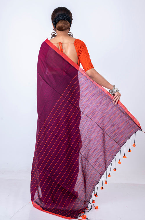 Morchari Bengal Handloom Cotton By Cotton Saree - Multicolor | Grocsy