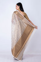 Morchari Baranasi All Over Zari Work Saree - White | Grocsy