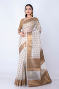 Morchari Baranasi All Over Zari Work Saree - White | Grocsy