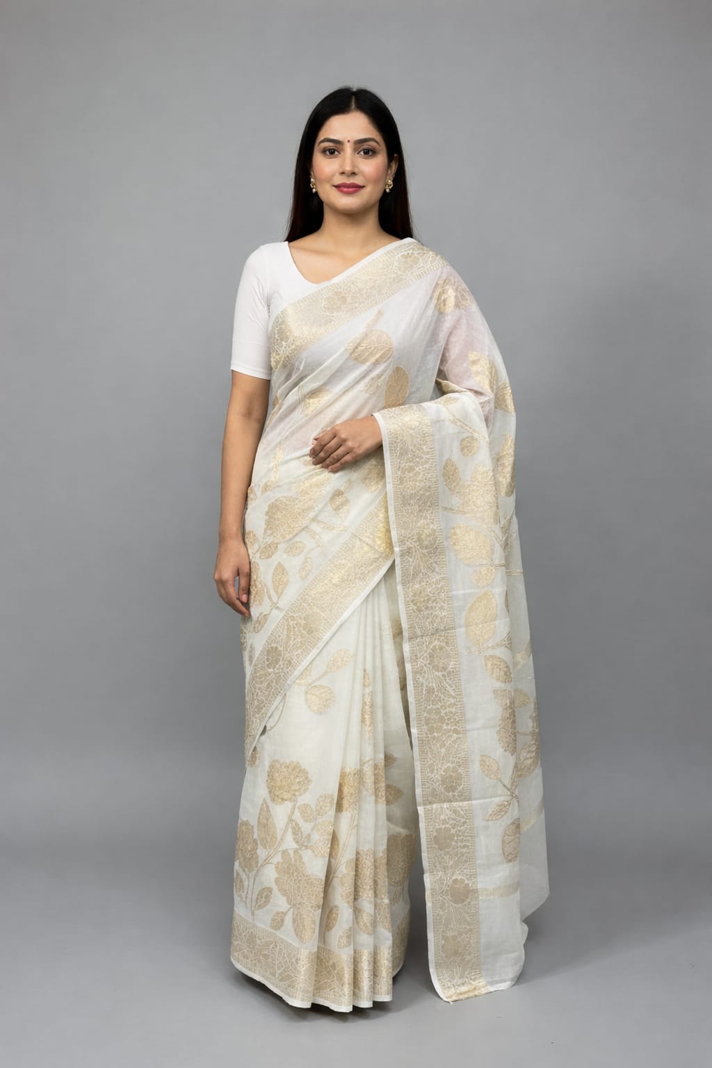 Morchari Applique Work All Over Saree With Unstitched Blouse | Grocsy