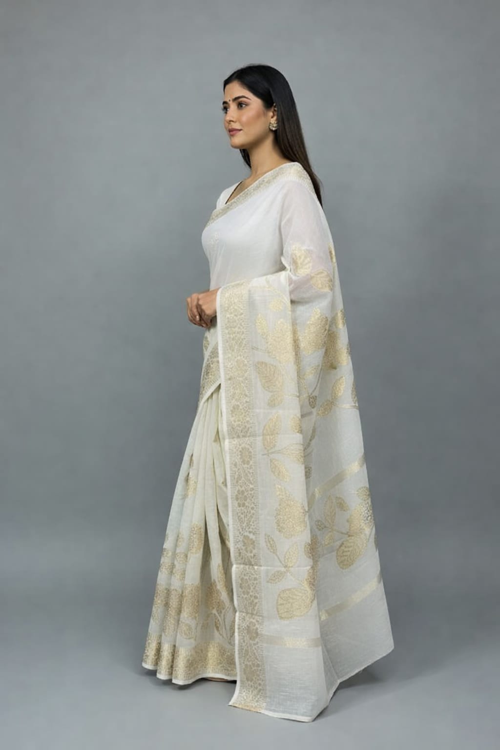 Morchari Applique Work All Over Saree With Unstitched Blouse | Grocsy
