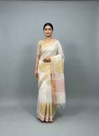 Morchari Applique Work With Thread Work With Unstitched Blouse | Grocsy