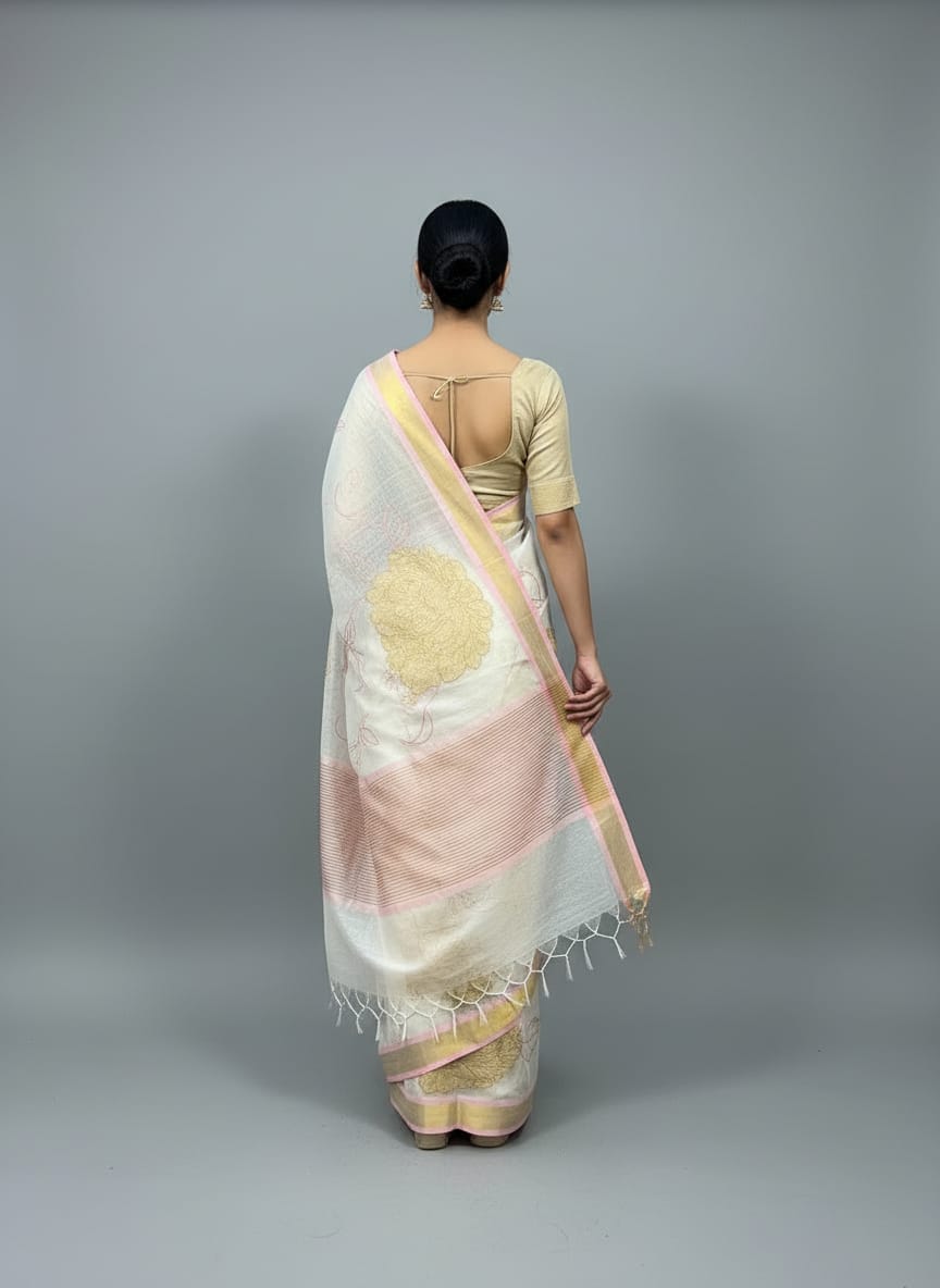 Morchari Applique Work With Thread Work With Unstitched Blouse | Grocsy