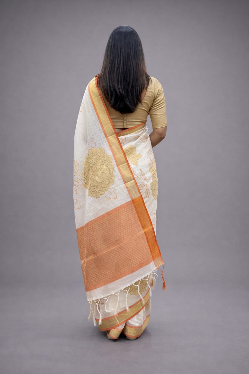 Morchari Applique Work With Thread Work With Unstitched Blouse | Grocsy