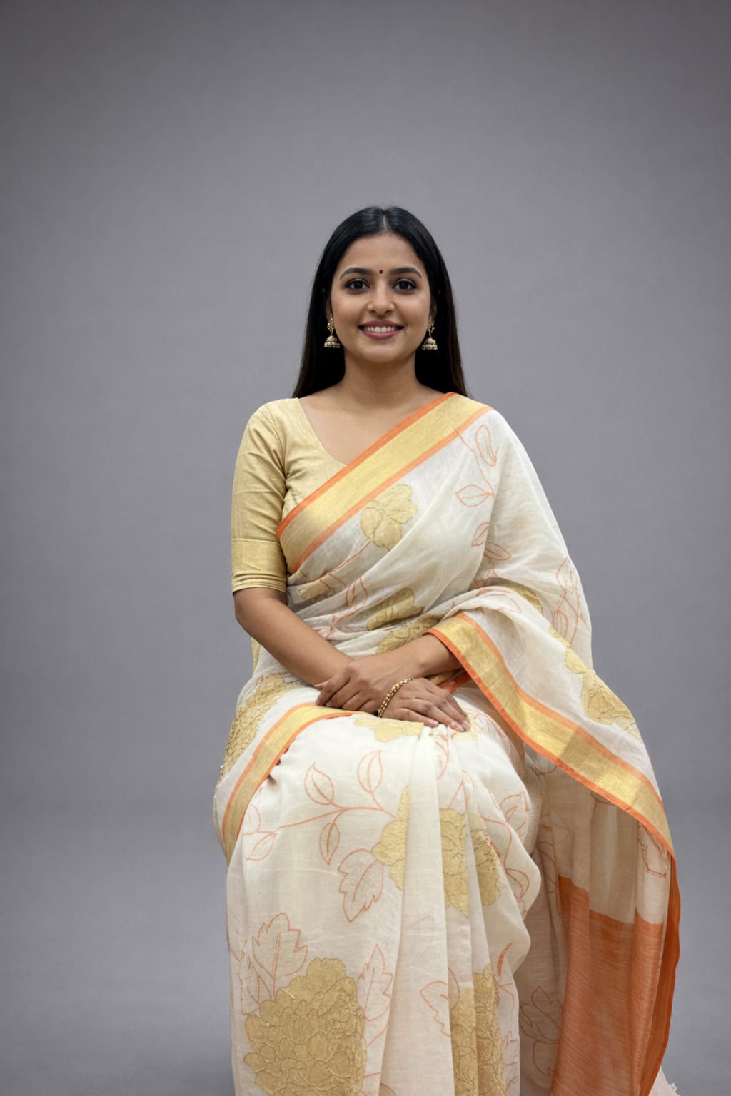 Morchari Applique Work With Thread Work With Unstitched Blouse | Grocsy