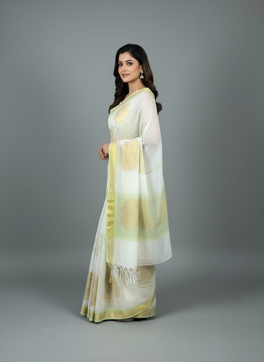 Morchari Applique Work With Thread Work With Unstitched Blouse | Grocsy