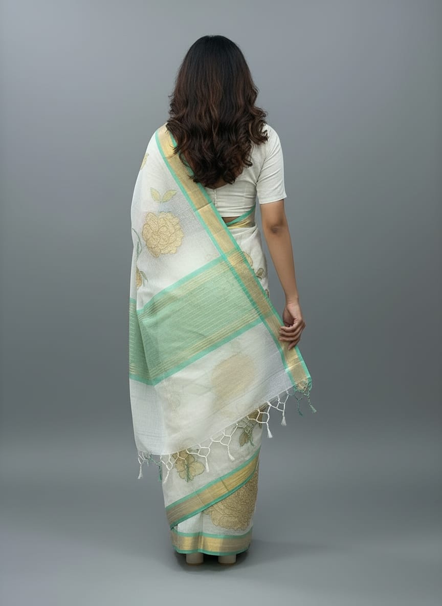 Morchari Applique Work With Thread Work With Unstitched Blouse | Grocsy