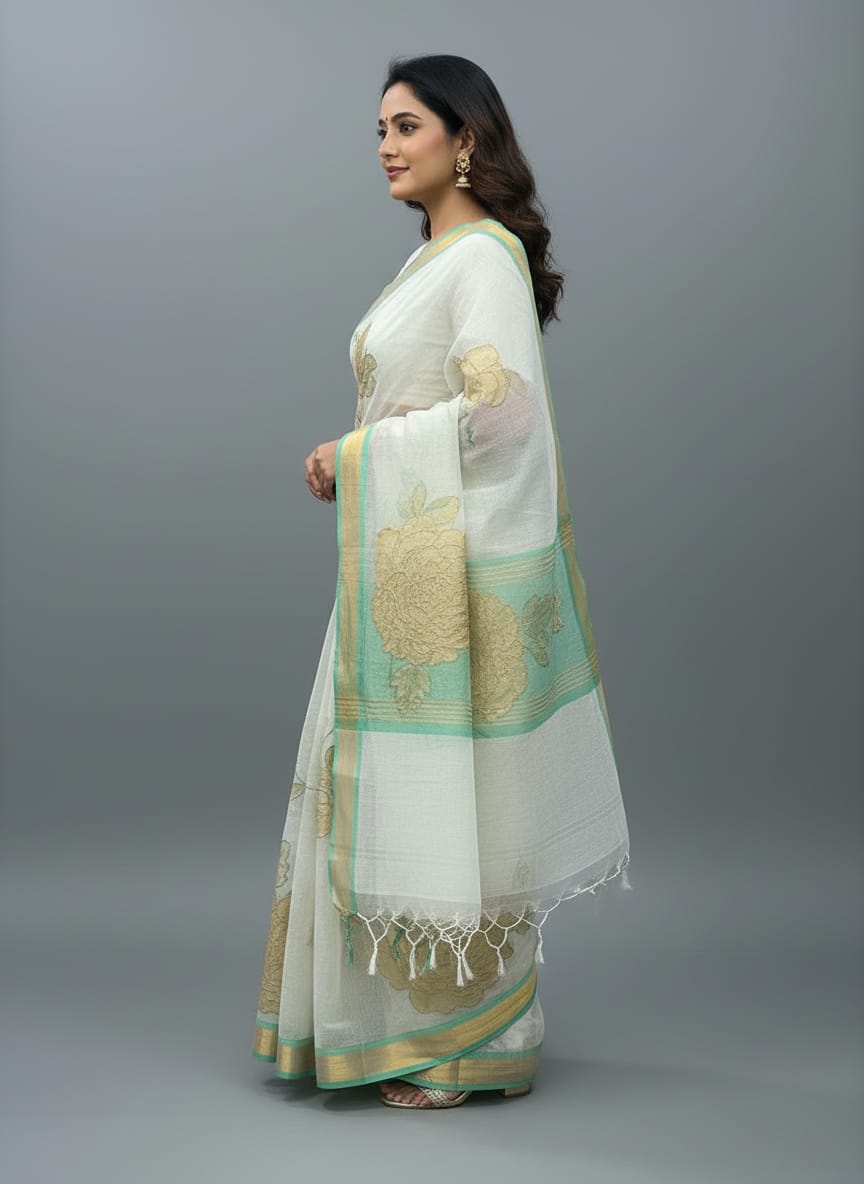 Morchari Applique Work With Thread Work With Unstitched Blouse | Grocsy