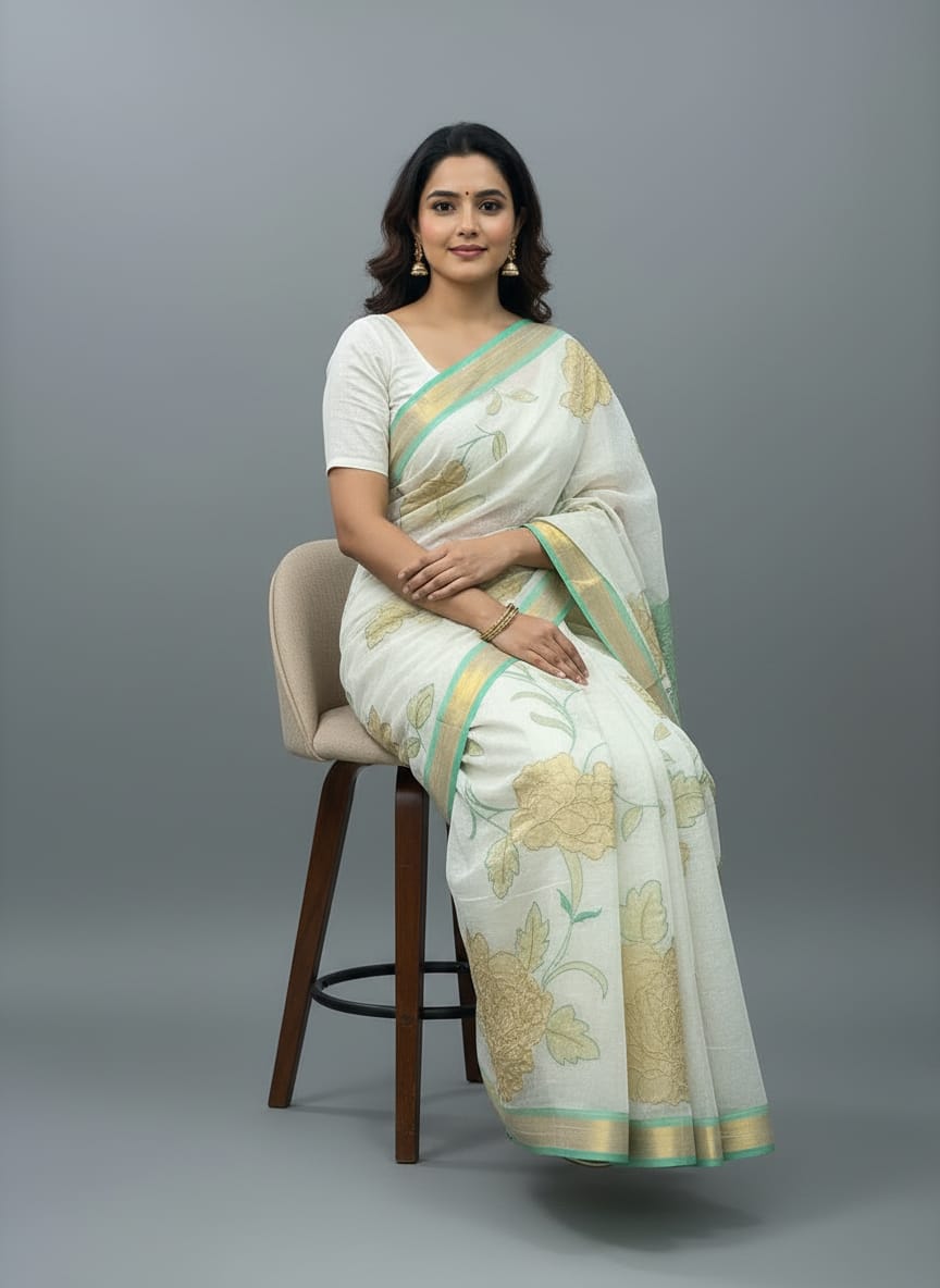 Morchari Applique Work With Thread Work With Unstitched Blouse | Grocsy