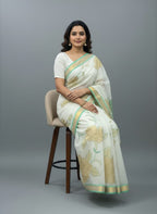 Morchari Applique Work With Thread Work With Unstitched Blouse | Grocsy