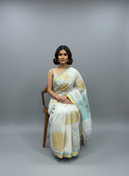 Morchari Applique Work With Thread Work With Unstitched Blouse | Grocsy
