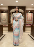 Morchari Multicolour saree with heavy unstitched blouse piece | Grocsy