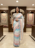 Morchari Multicolour saree with heavy unstitched blouse piece | Grocsy