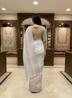 Morchari Multicolour saree with heavy unstitched blouse piece | Grocsy