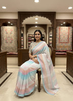 Morchari Multicolour saree with heavy unstitched blouse piece | Grocsy