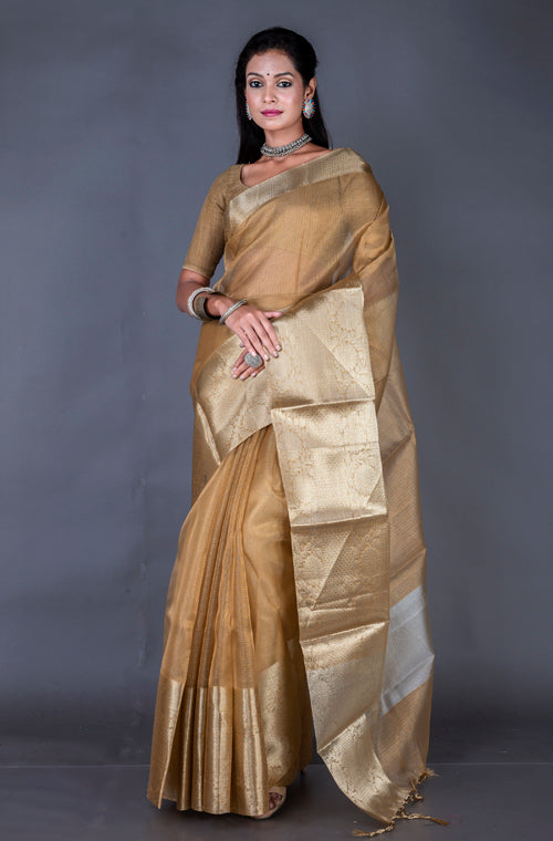 Morchari Baranasi Kota Zari Saree - Gold | Grocsy