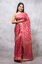 Morchari Pure Dola Silk Saree - Maroon | Grocsy