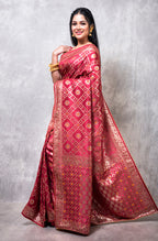 Morchari Pure Dola Silk Saree - Maroon | Grocsy
