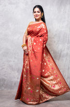 Morchari Pure Dola Silk Saree - Dark Mustard | Grocsy