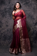 Morchari Organza Saree - Brown | Grocsy