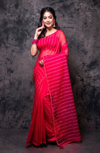 Morchari Organza Saree With Plain Blouse - Red | Grocsy
