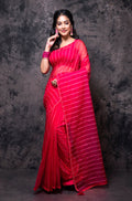 Morchari Organza Saree With Plain Blouse - Gajari | Grocsy