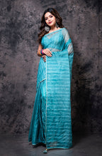 Morchari Organza Saree With Plain Blouse - Light Green | Grocsy