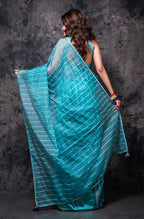 Morchari Organza Saree With Plain Blouse - Light Green | Grocsy