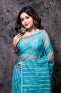 Morchari Organza Saree With Plain Blouse - Light Green | Grocsy