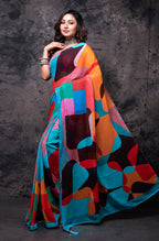 Morchari Georgette Saree With Digital Print - Multicolor | Grocsy