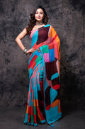Morchari Georgette Saree With Digital Print - Multicolor | Grocsy