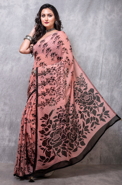 Morchari Georgette Saree With Digital Print - Multicolor | Grocsy