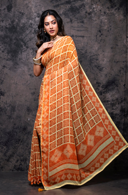 Morchari Georgette Saree With Digital Print - Multicolor | Grocsy