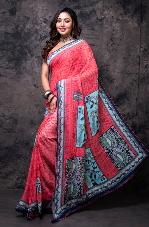 Morchari Georgette Saree With Digital Print - Multicolour | Grocsy